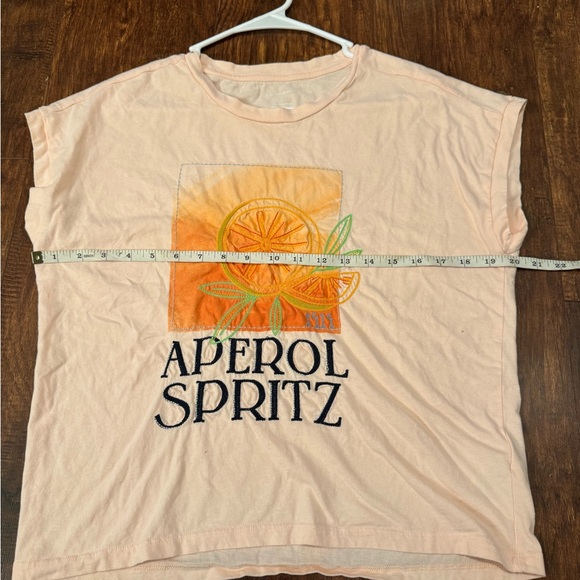 Anthropologie Aperol Spritz Embroidered Graphic Tee | Medium - Picture 8 of 8